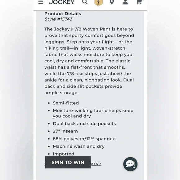 Jockey 7/8 Travel Pant - Picture 5 of 5